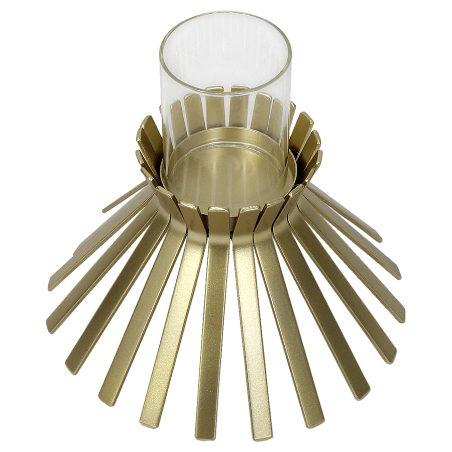 Aura Slatted Pillar Candleholder 23x21cm