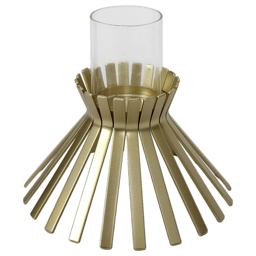 Aura Slatted Pillar Candleholder 23x21cm