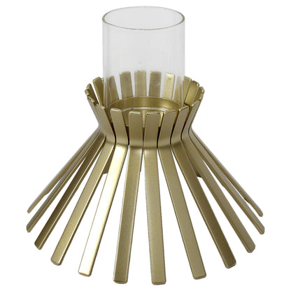 Aura Slatted Pillar Candleholder 23x21cm