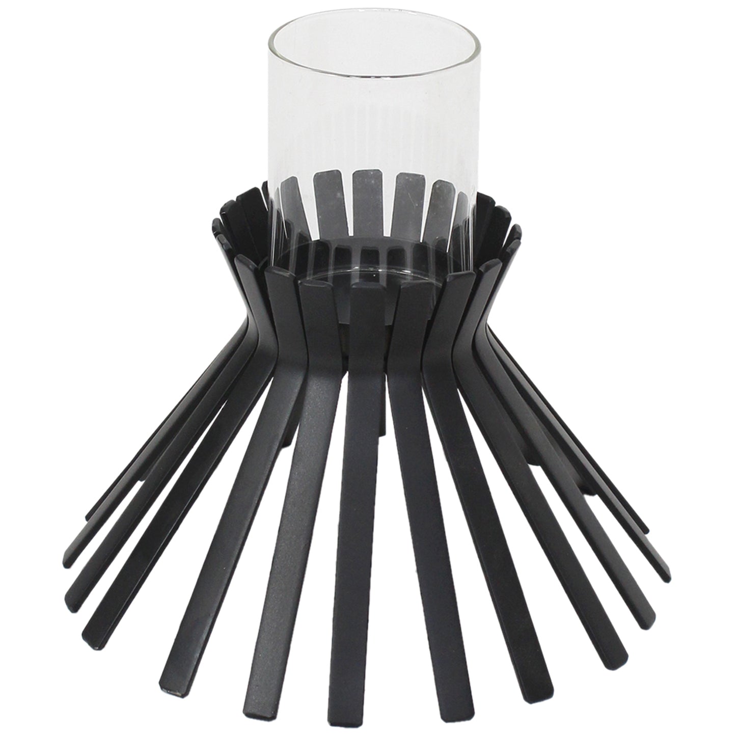 Eclipse Slatted Pillar Candleholder 23x21cm