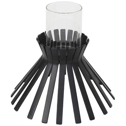 Eclipse Slatted Pillar Candleholder 23x21cm
