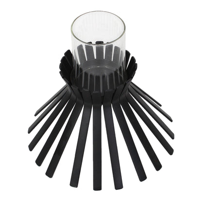 Eclipse Slatted Pillar Candleholder 23x21cm