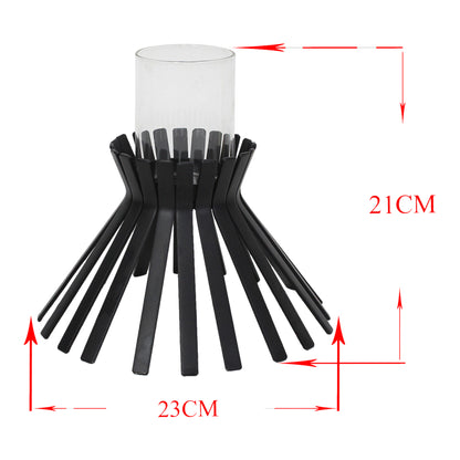 Eclipse Slatted Pillar Candleholder 23x21cm