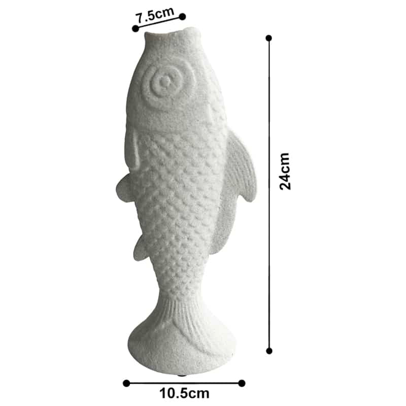 Contemporary White Fish Vase / Ornament 24cm