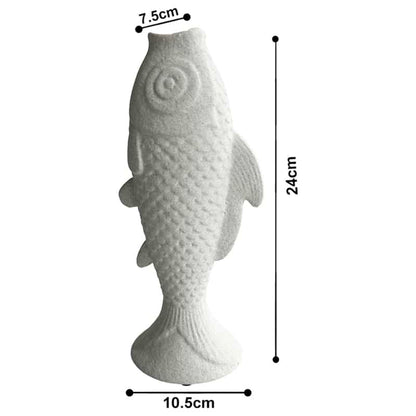 Contemporary White Fish Vase / Ornament 24cm