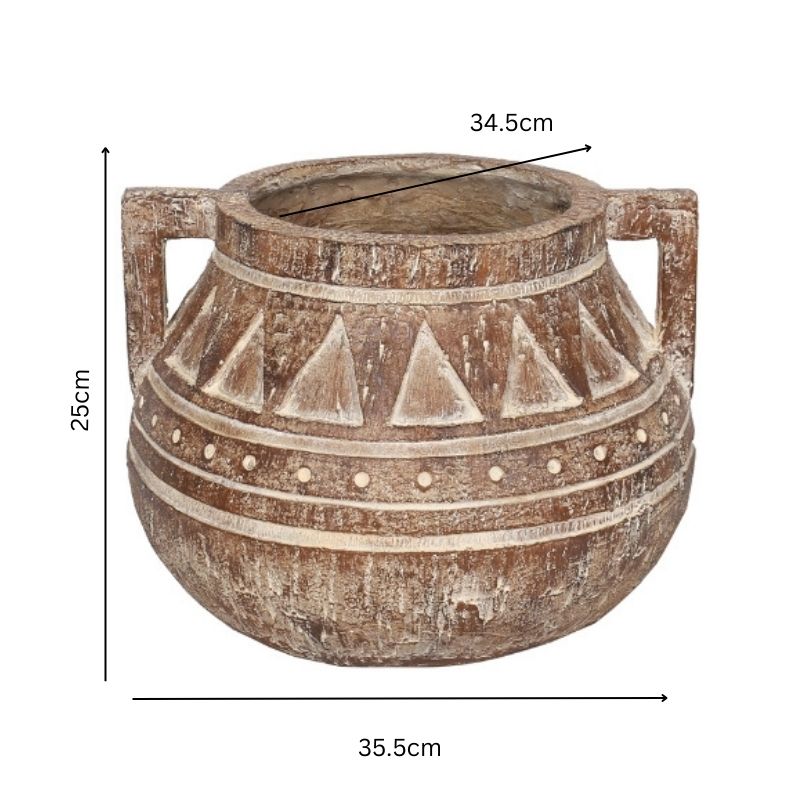 Aged Tribal Style Decorative Pot 35cm