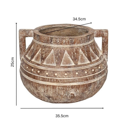 Aged Tribal Style Decorative Pot 35cm