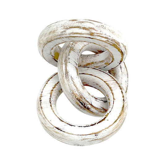 Chunky Whitewash Wood Circle Chain Link 26cm