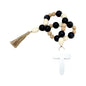 Cross w Natural Beaded Garland 76cm