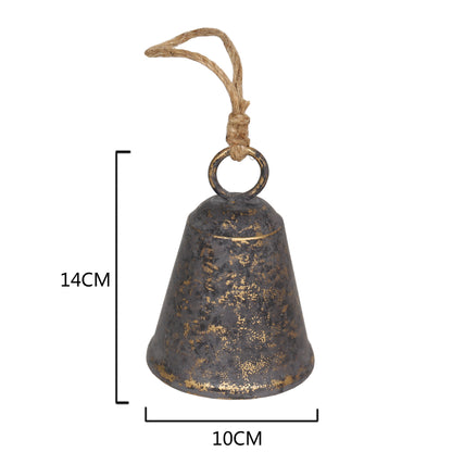 Distressed Grey Decorative Bell w Rope Handle 14cm