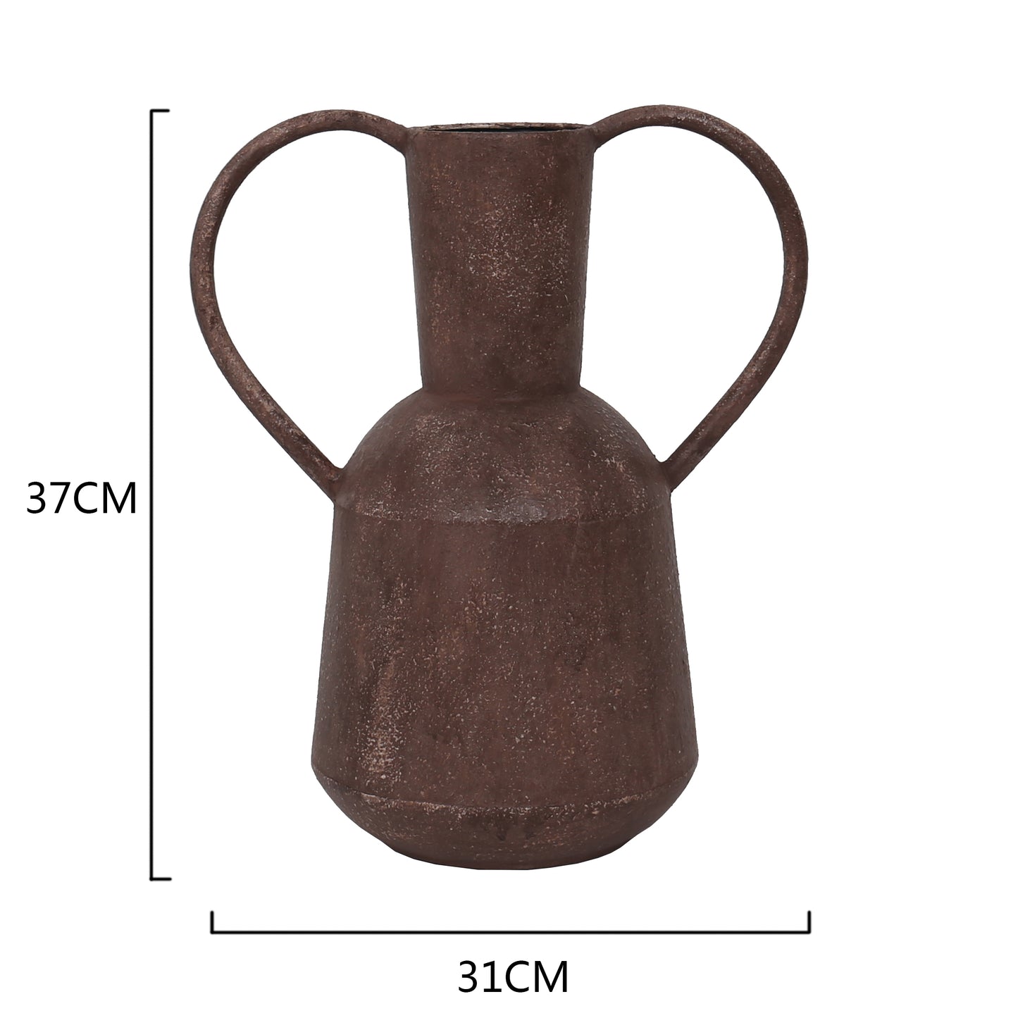 Artisan Aged Vase w Heart Handles 37cm
