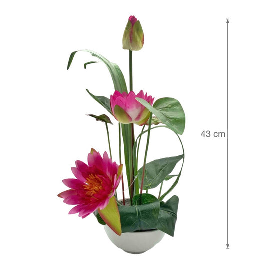 Artificial Lotus w Ceramic Base 43cm