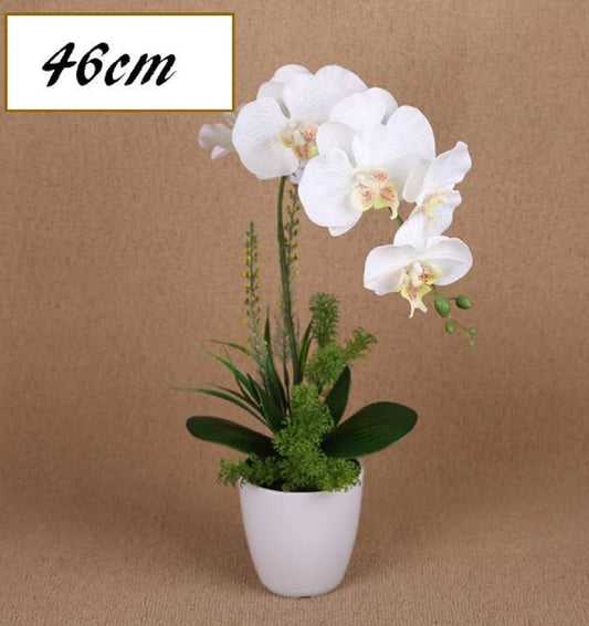 Artificial One Stem Orchid In Plastic Pot 10x46cm
