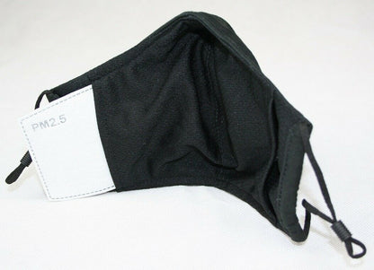 Face Mask Reusable Cotton Cloth Fabric w 2 Pm2.5 Perfect Fit Adjustable Black