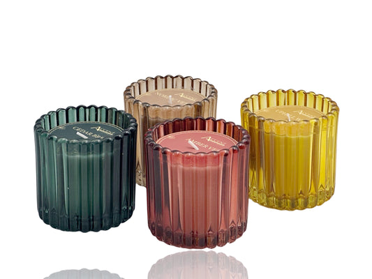 bulk 24 Ripple Scented Glass Jar Candle 125G 4 Assorted