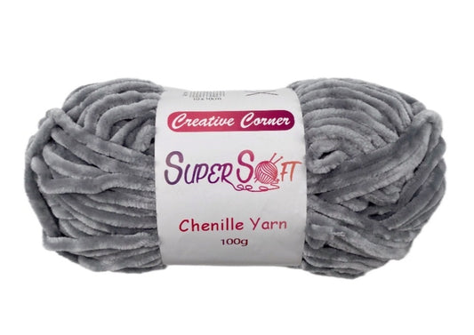 bulk 12 Light Grey Super Soft Chenille Yarn 100G