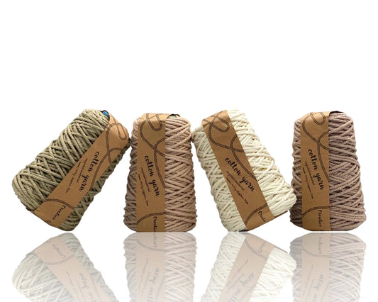 bulk 12 Macrame Cotton Yarn 72mtrs 4mm 400G Natural Assort Knitting