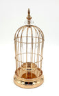 Bird Cage W Diamond Top And Glass Candle Holder 17x36cm