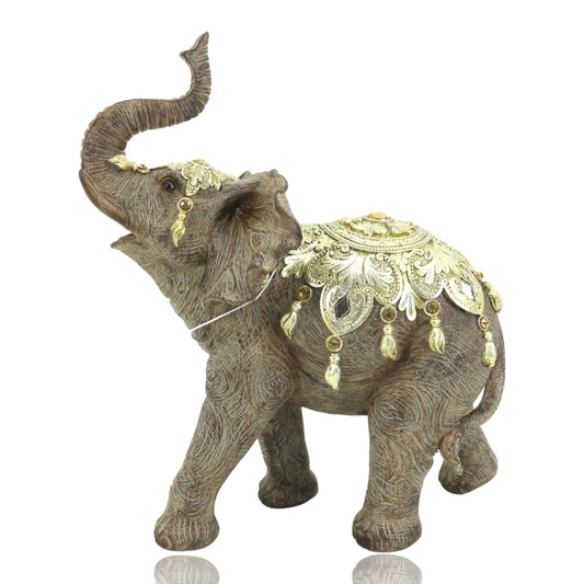 Elephant w Sculpted Ornament Statue 26cm