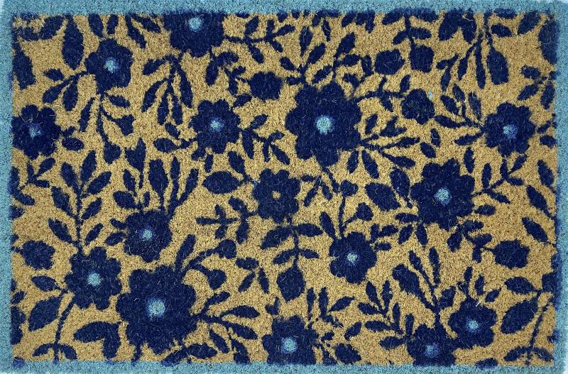 Blue Floral Doormat Door Mat 60cm