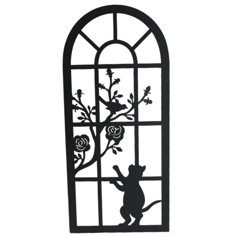 Cat By The Window Metal Wall Art 25x56cm