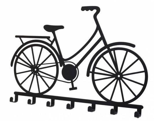 Bicycle Meatl Wall Art W 7 Hooks 30x21cm