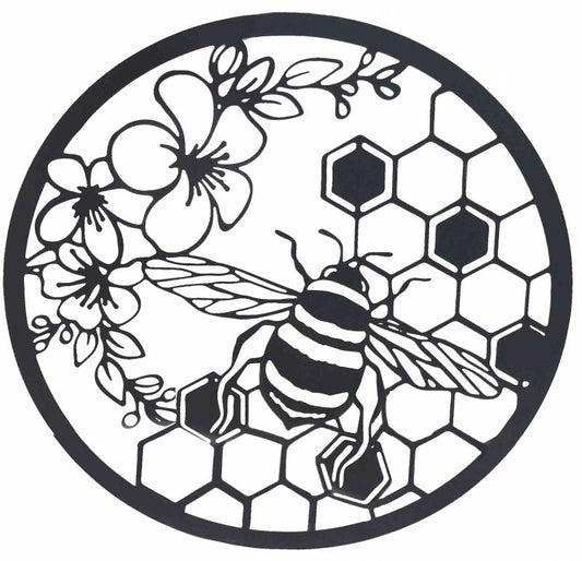 Beehive Producing Honey Metal Wall Art 60cm