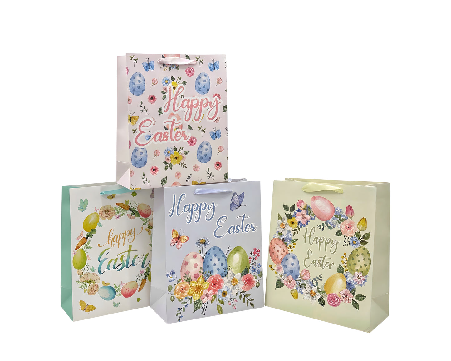 bulk 24 Small Easter Egg Hunt Gift Bag 4 Assort 14x14cm