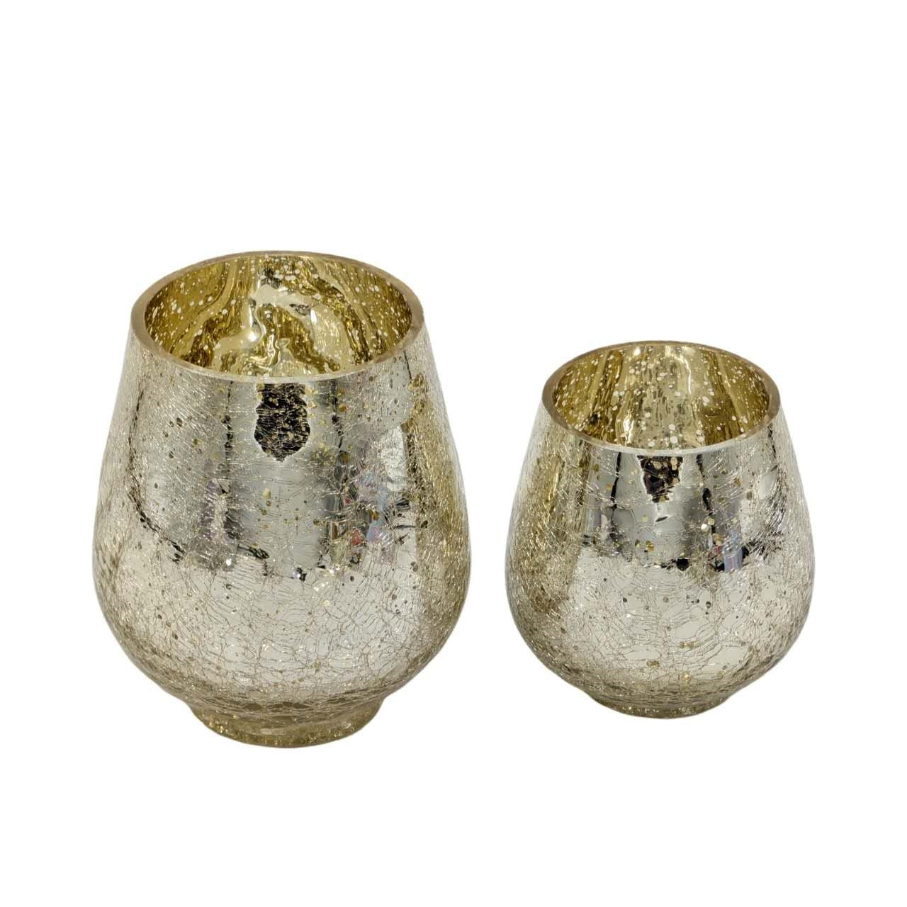 bulk 8 Gold Crackle Glass Hurricane Candle Holder Medium 15cm