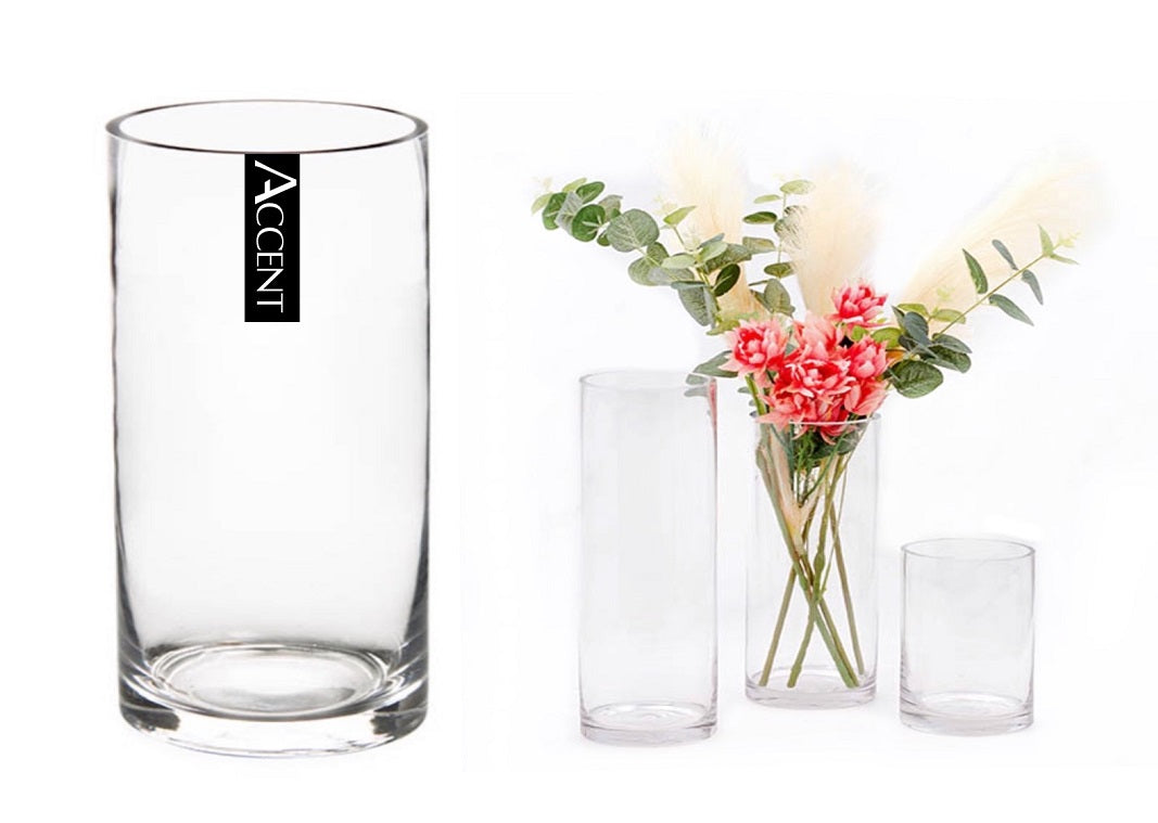bulk 12 Glass Cylinder Vase Flower 25cm