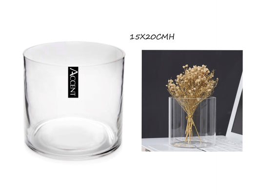 bulk 6 Glass Cylinder Vase 20cm