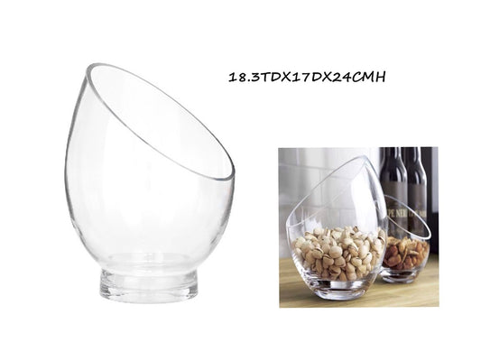 bulk 6 Glass Angle Top Vase 24cm