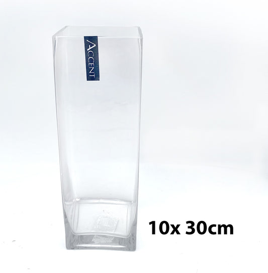 bulk 12 Glass Square Vase 30cm