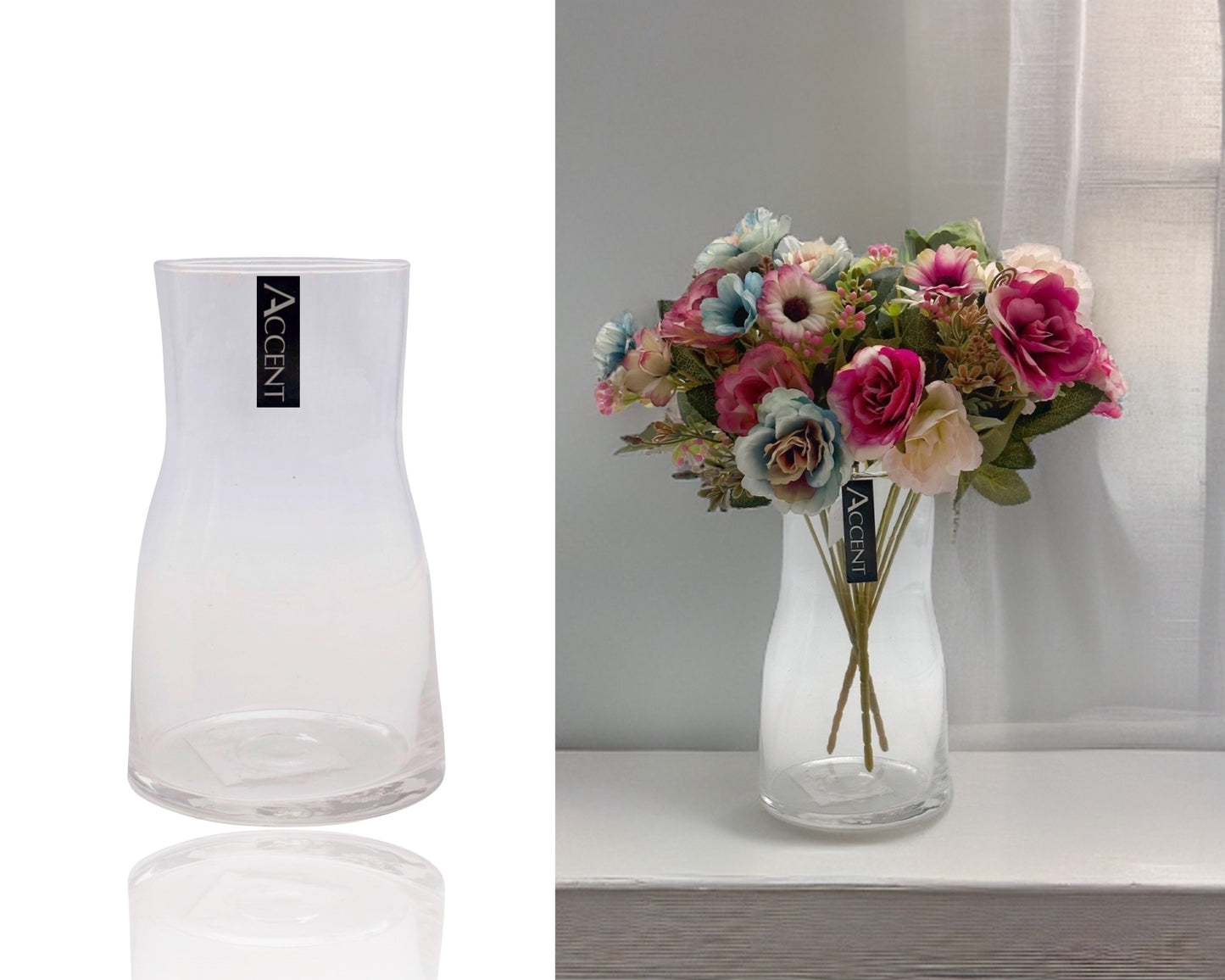 bulk 12 Glass Vase Taper Waisted 17cm