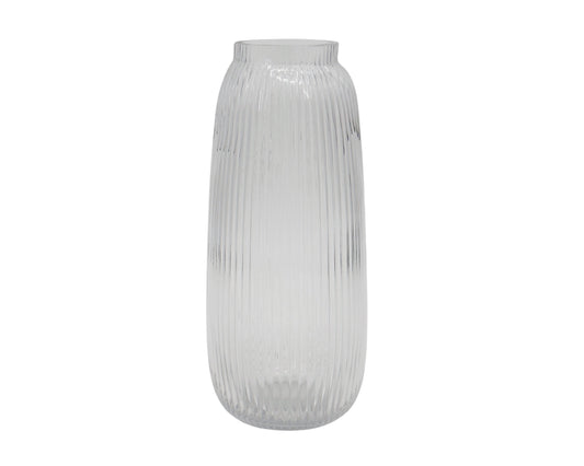 bulk 6 Clear Rippled Glass Vase Cone With Lip 7x30cm