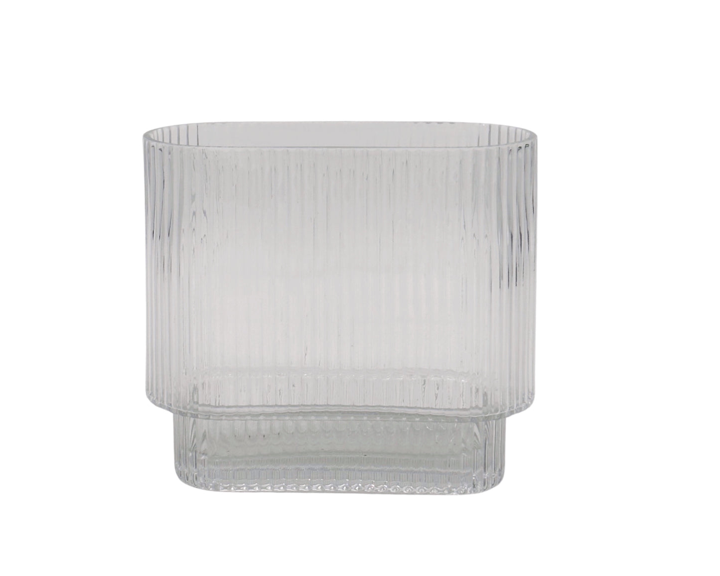bulk 6 Clear Rippled Glass Vase Oval 20x20cm