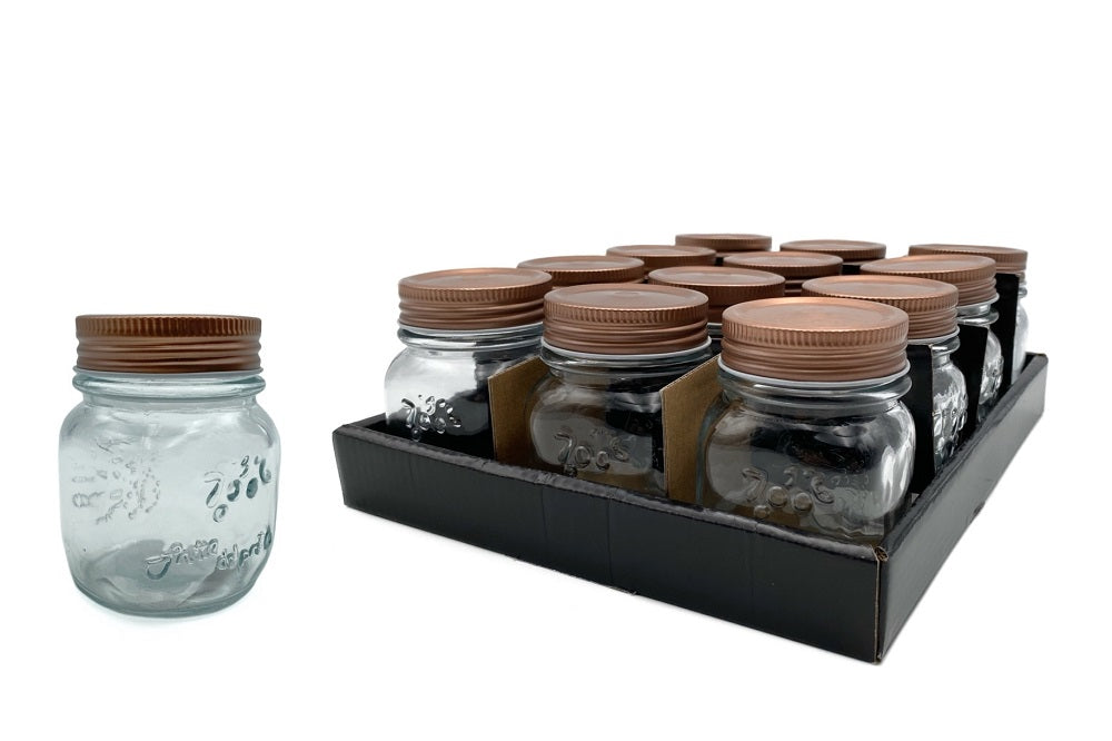 bulk 48 Glass Jar w Metal Lid 150ml Canister 8cm