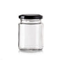 bulk 48 Glass Jar Round w Black Lid 200ml Canister 9cm