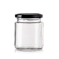 bulk 48 Glass Jar Round w Black Lid 400ml Canister 10cm