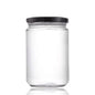 bulk 36 Glass Jar Round w Black Lid 500ml Canister 13cm