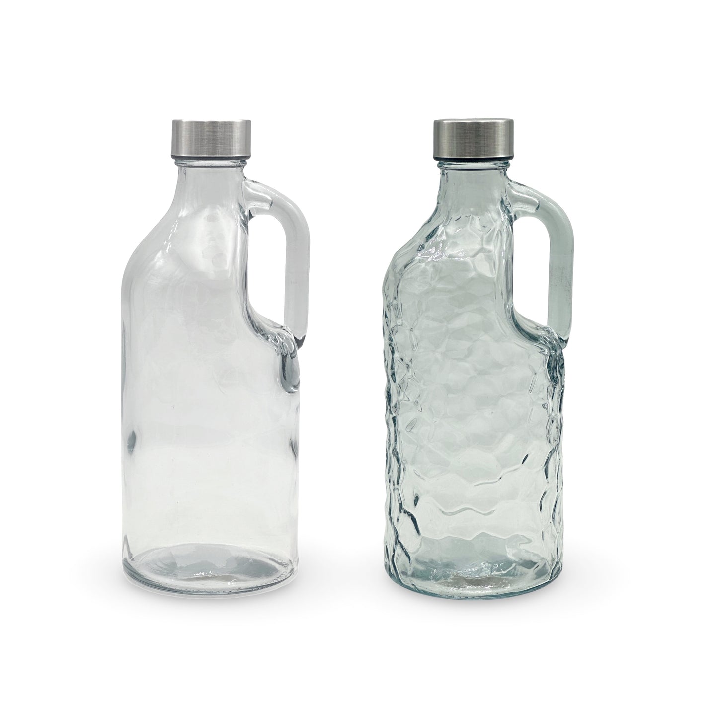 bulk 12 Clear Glass Water Bottle w Handle 1L 2 Assorted 10x25cm