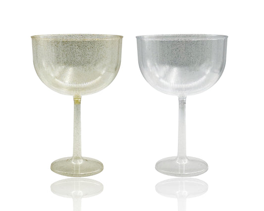 bulk 24 Glitter Plastic Jumbo Wine Glass 1.38lt 16x23cm