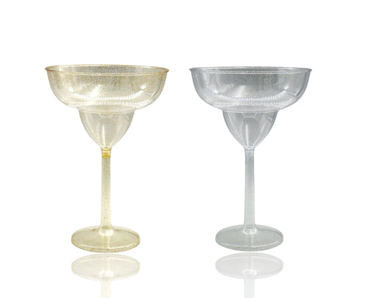 bulk 24 Glitter Plastic Jumbo Margarita Glass 877ml 16x24cm