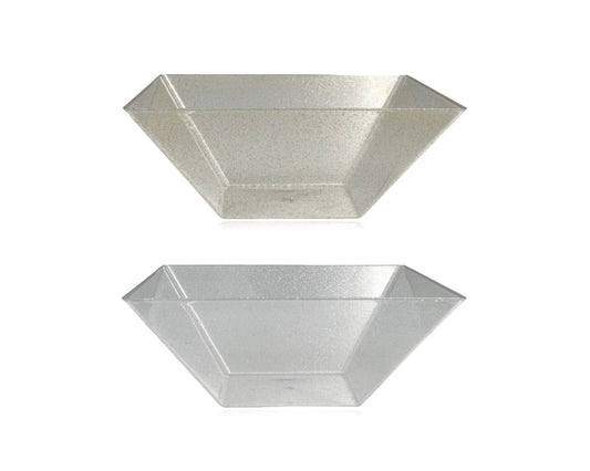 bulk 24 Glitter Plastic Tapered Bowl Square 2.8lt 24x10cm