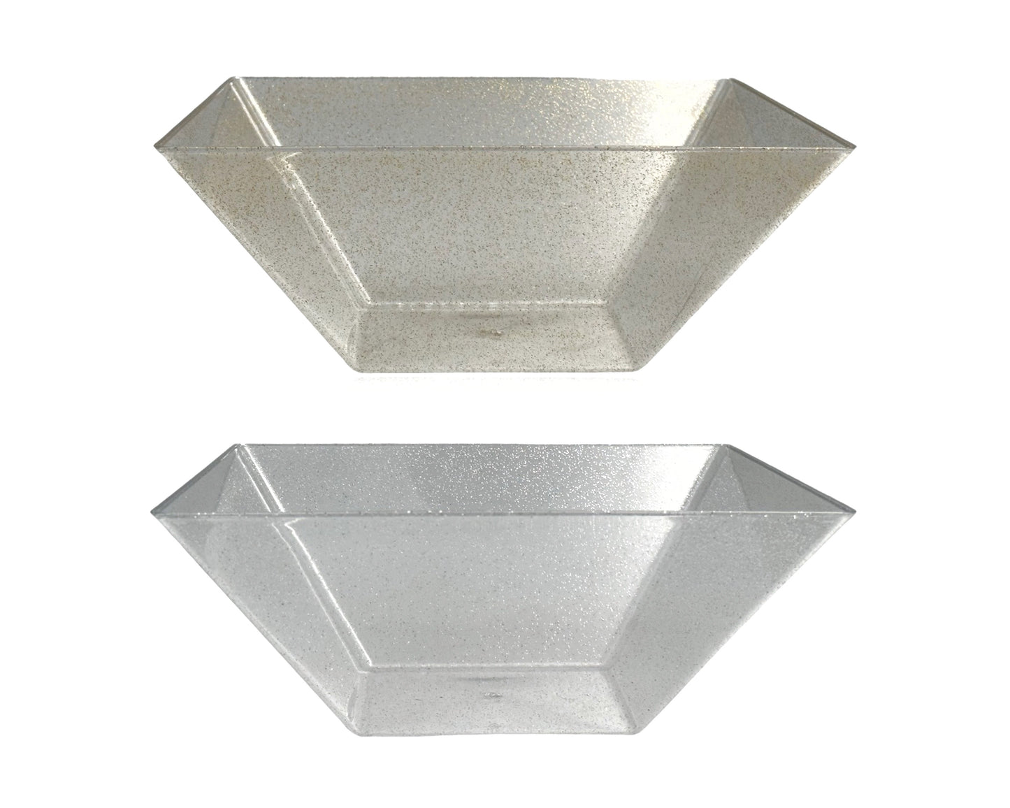 bulk 24 Glitter Plastic Tapered Bowl Square 3.7lt 28x11cm