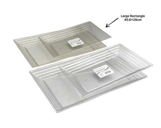 bulk 24 Glitter Plastic Serving Tray Rectangle 40x28cm