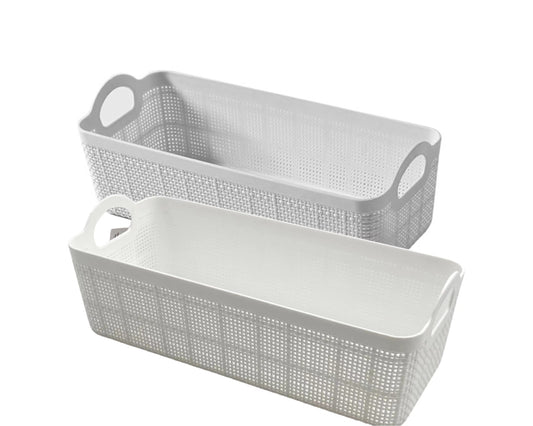 bulk 24 Rect Storage Basket w Handle Assort 26cm