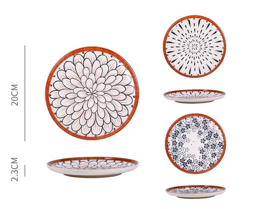 bulk 18 Oriental Special Glazed Round Plate Assort 20cm