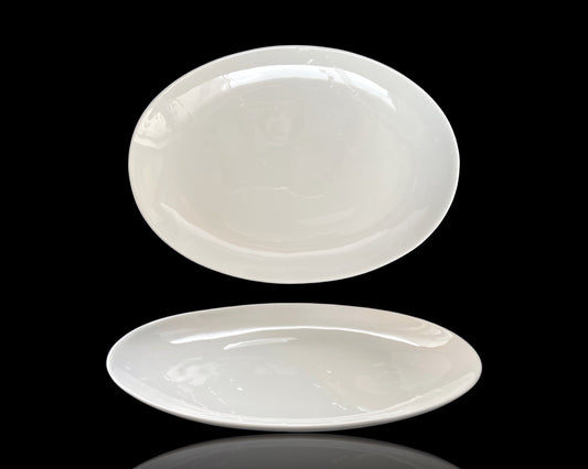 bulk 12 White Fine Bone China Oval Platter 12.5ln 30x2cm