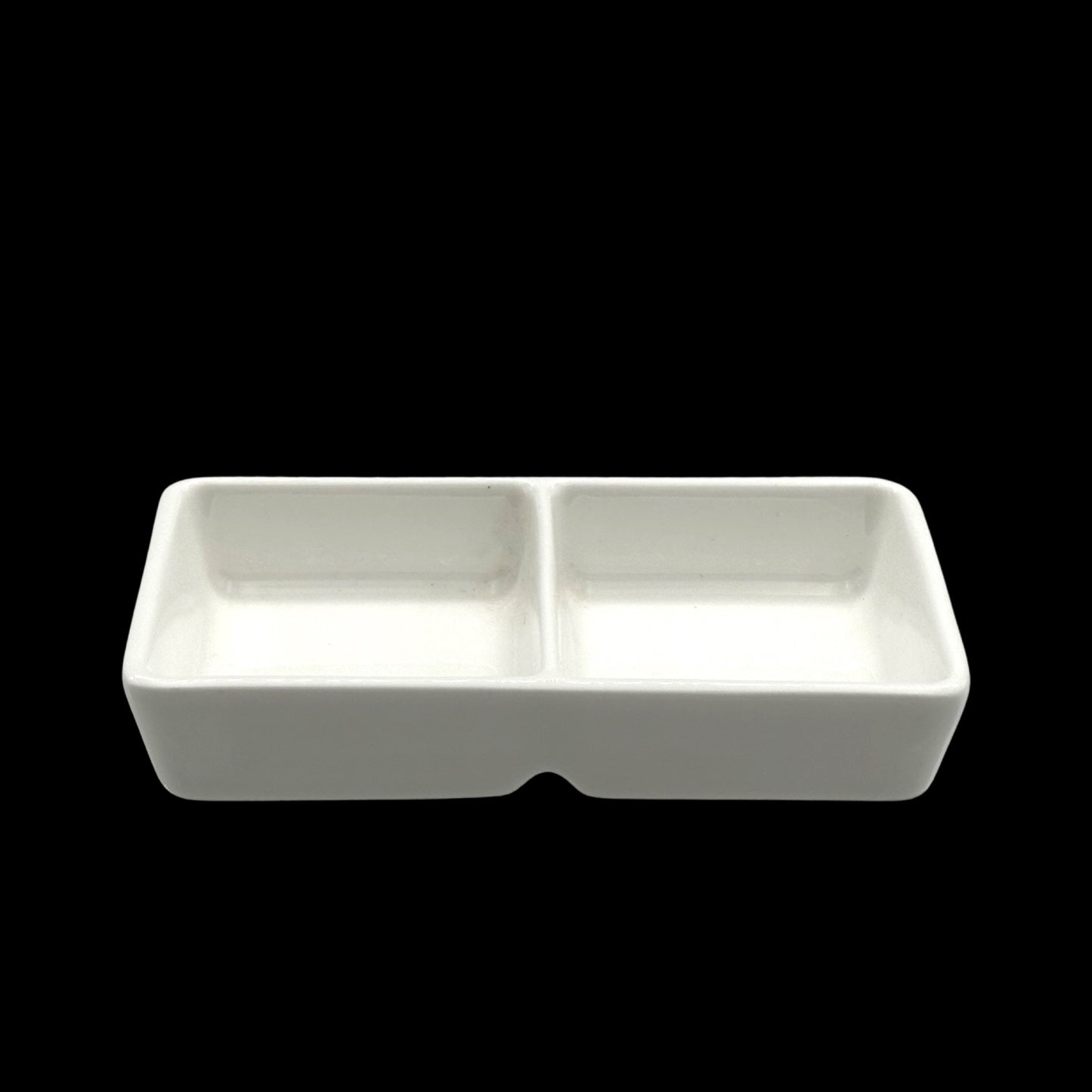 bulk 36 White Bone China 2 Section Square Dish 11x6cm